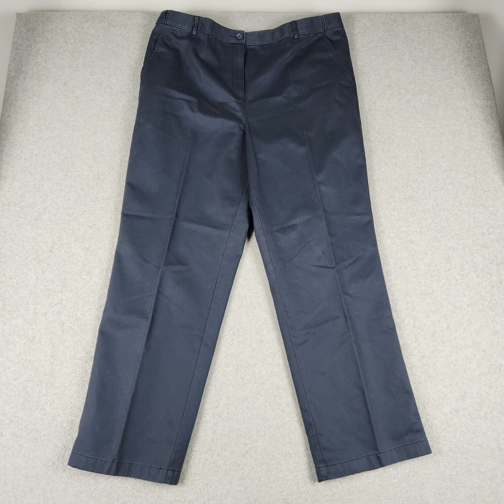 L.L. Bean Chino Pants Womens 18 Navy Blue Career Classic Fit Cotton Straight Leg